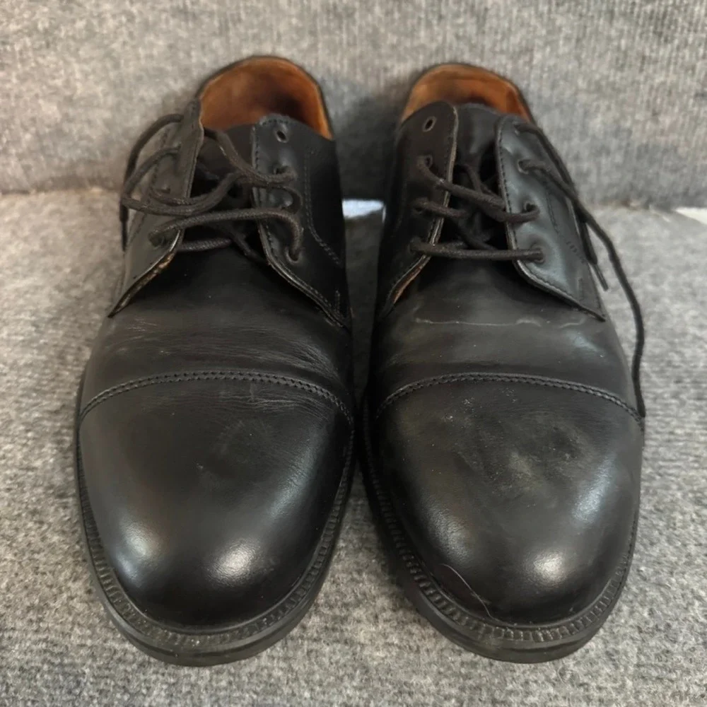 Napoleone Black Leather Cap Toe Derby Dress Shoes Lace Up Professional Mens 12